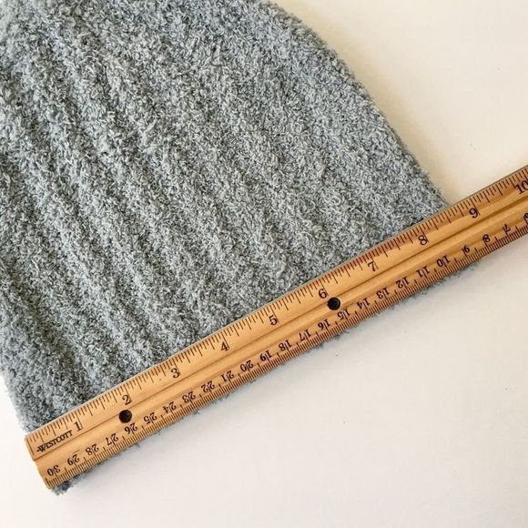 Chenille Ribbed Stretch Poly Soft Cozy Gray Beanie Winter Hat - Picture 4 of 6